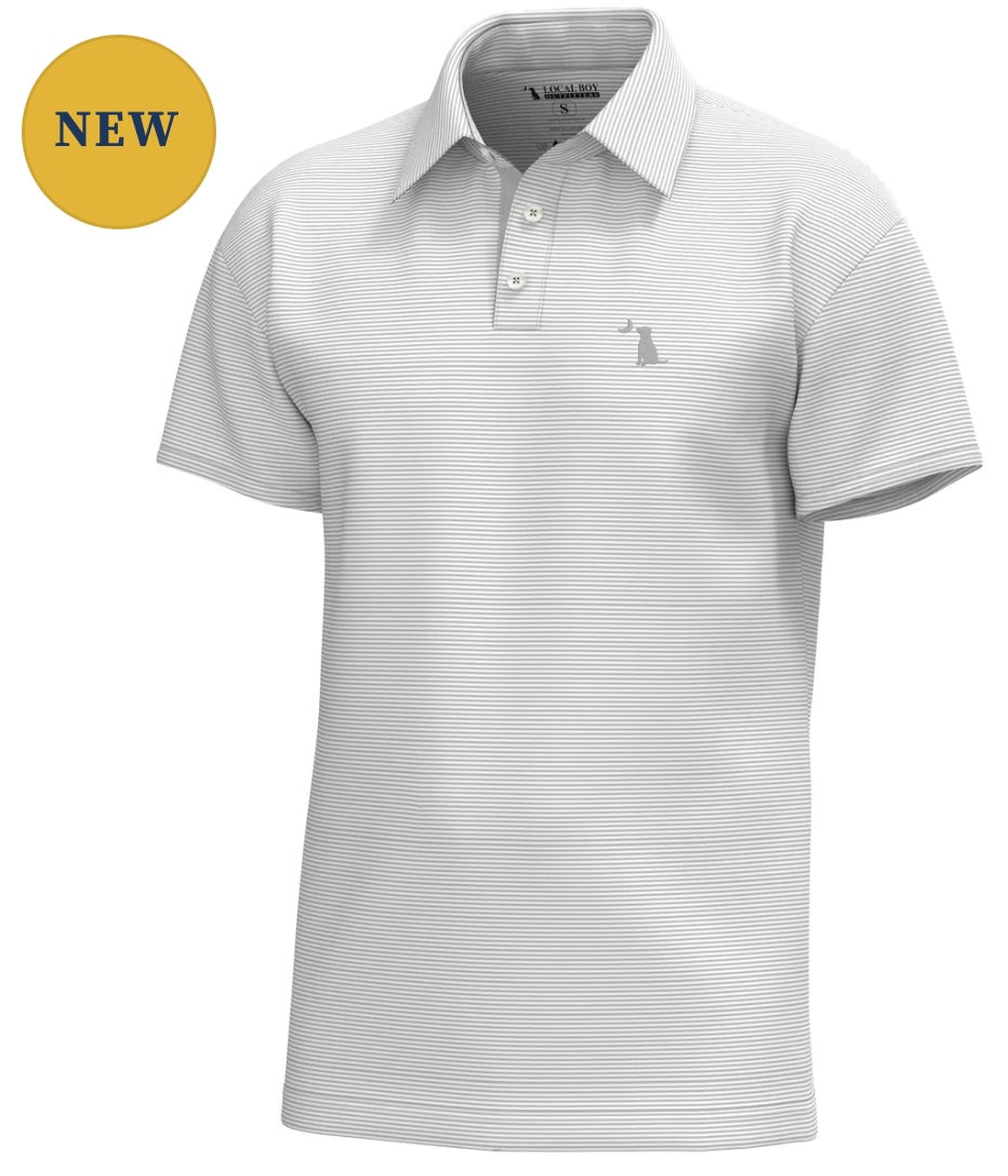 Local Boy Outfitters - Palms Polo - Light Gray/White