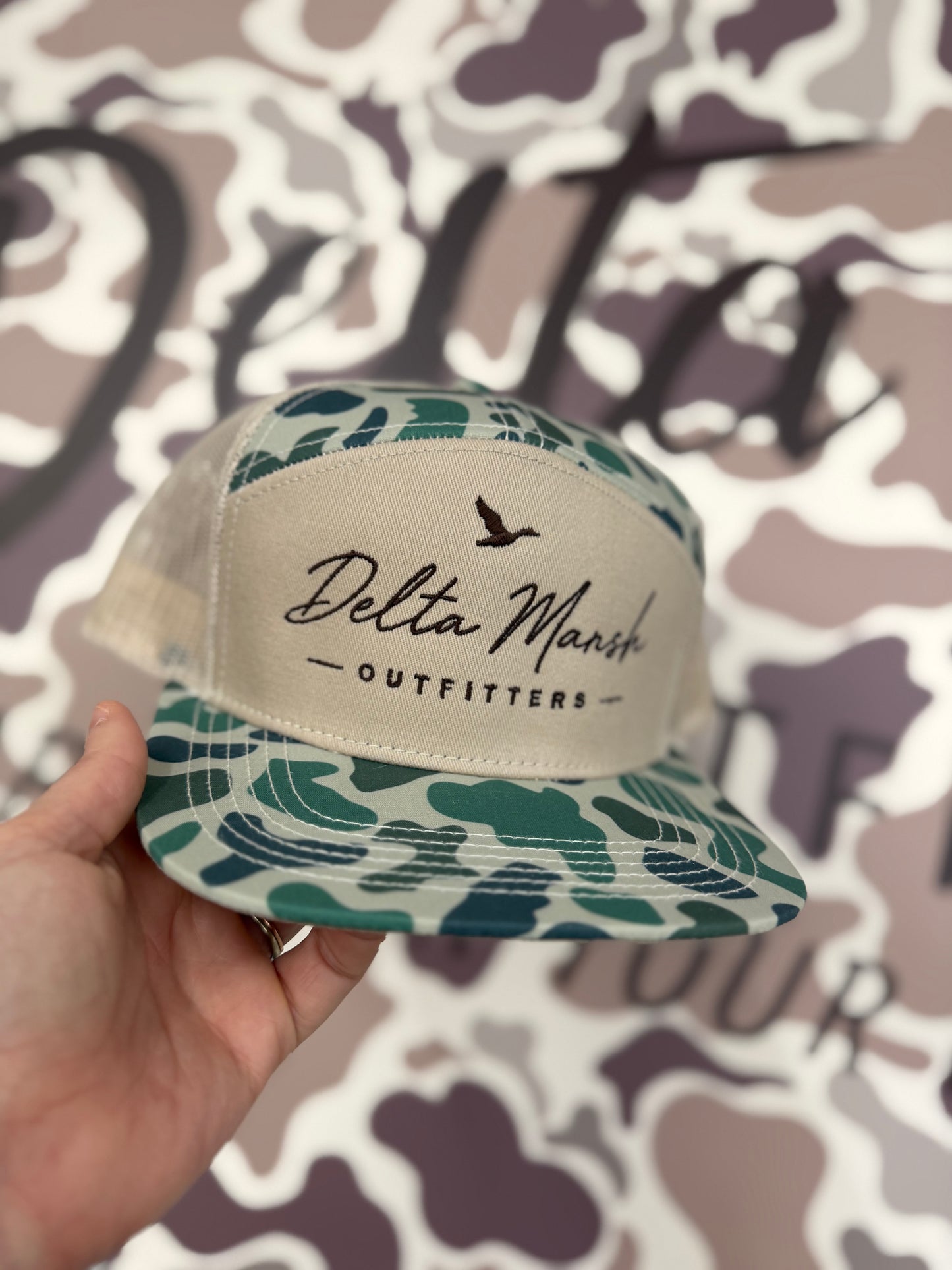 Delta Marsh Script 7 Panel - Lost Hat - Marsh Camo