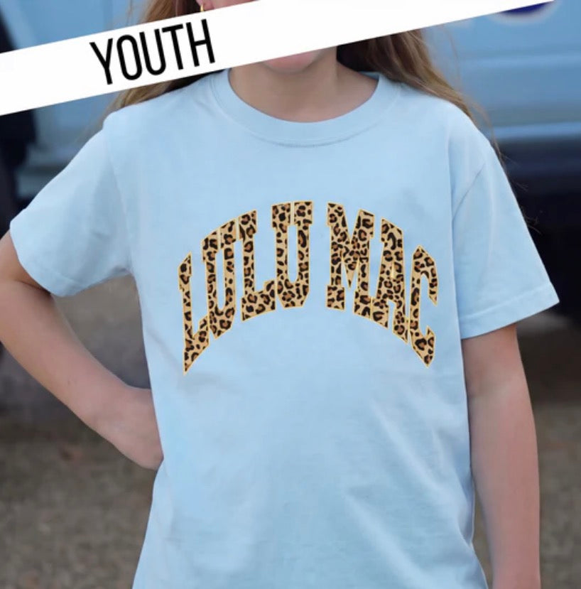 Youth Lulu Mac Leopard Chambray Comfort Colors T-Shirt