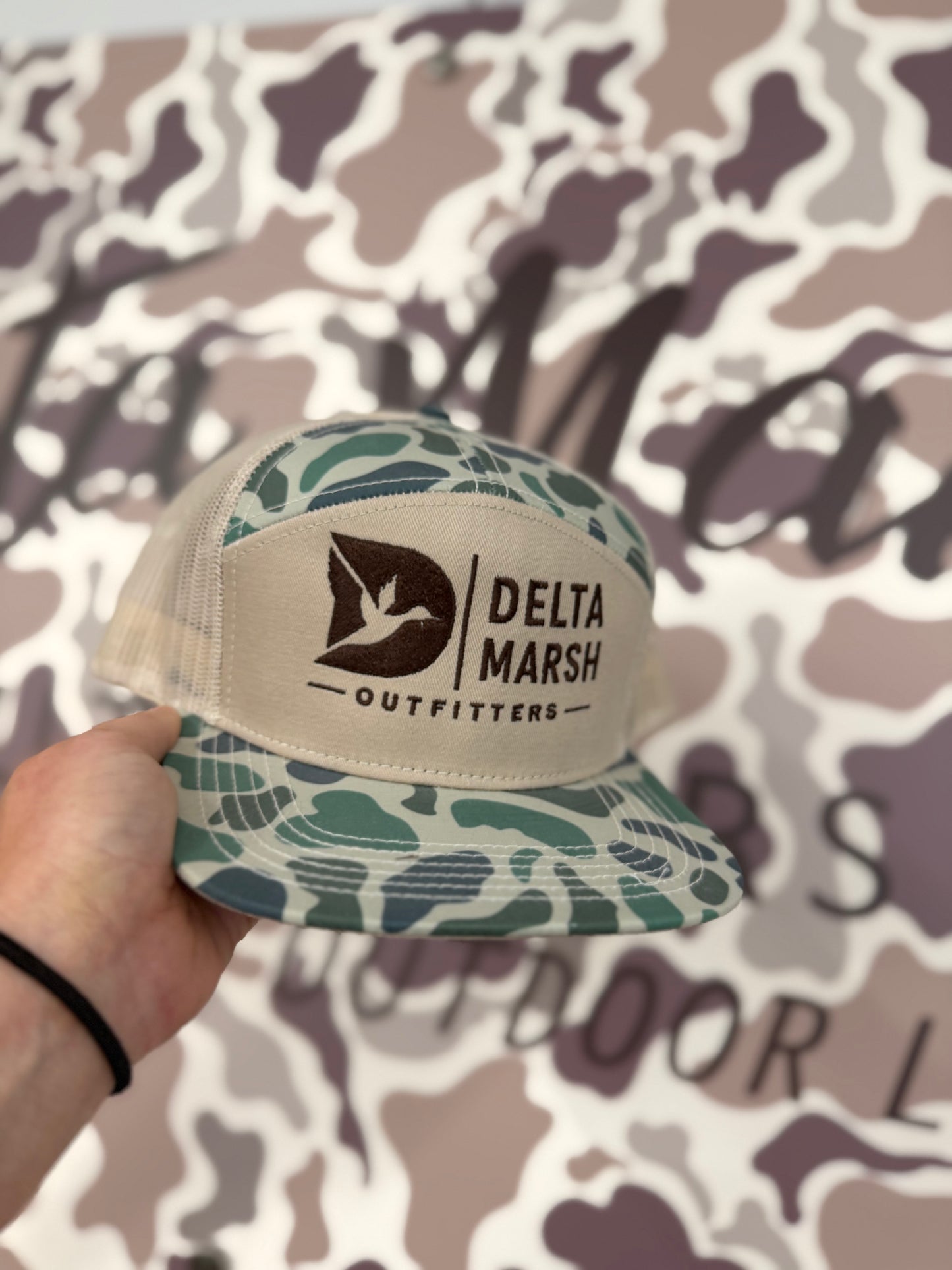 Delta Marsh Flying D 7 Panel - Lost Hat - Marsh Camo