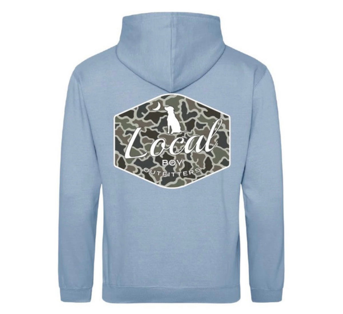Toddler Local Boy Dog & Moon Camo Badge Hoodie- Sky