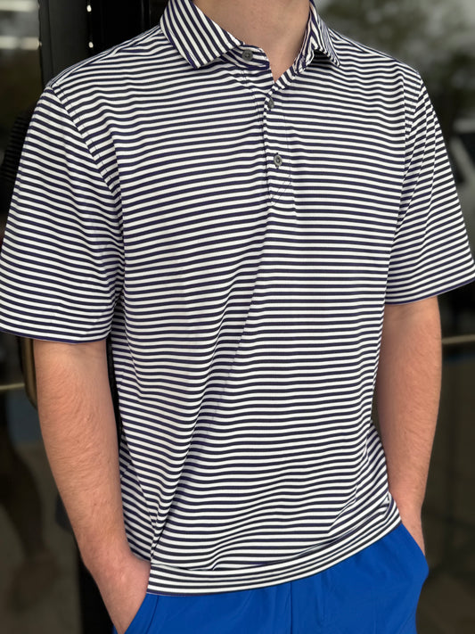 Cutter & Buck Virtue Eco Pique Stripe Recycled Mens Polo: College Purple