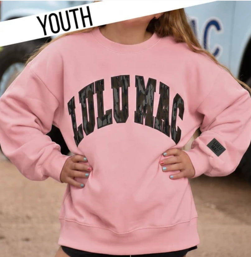 YOUTH MOSSY OAK BOTTOMLAND LULU MAC SWEATSHIRT- Light Pink
