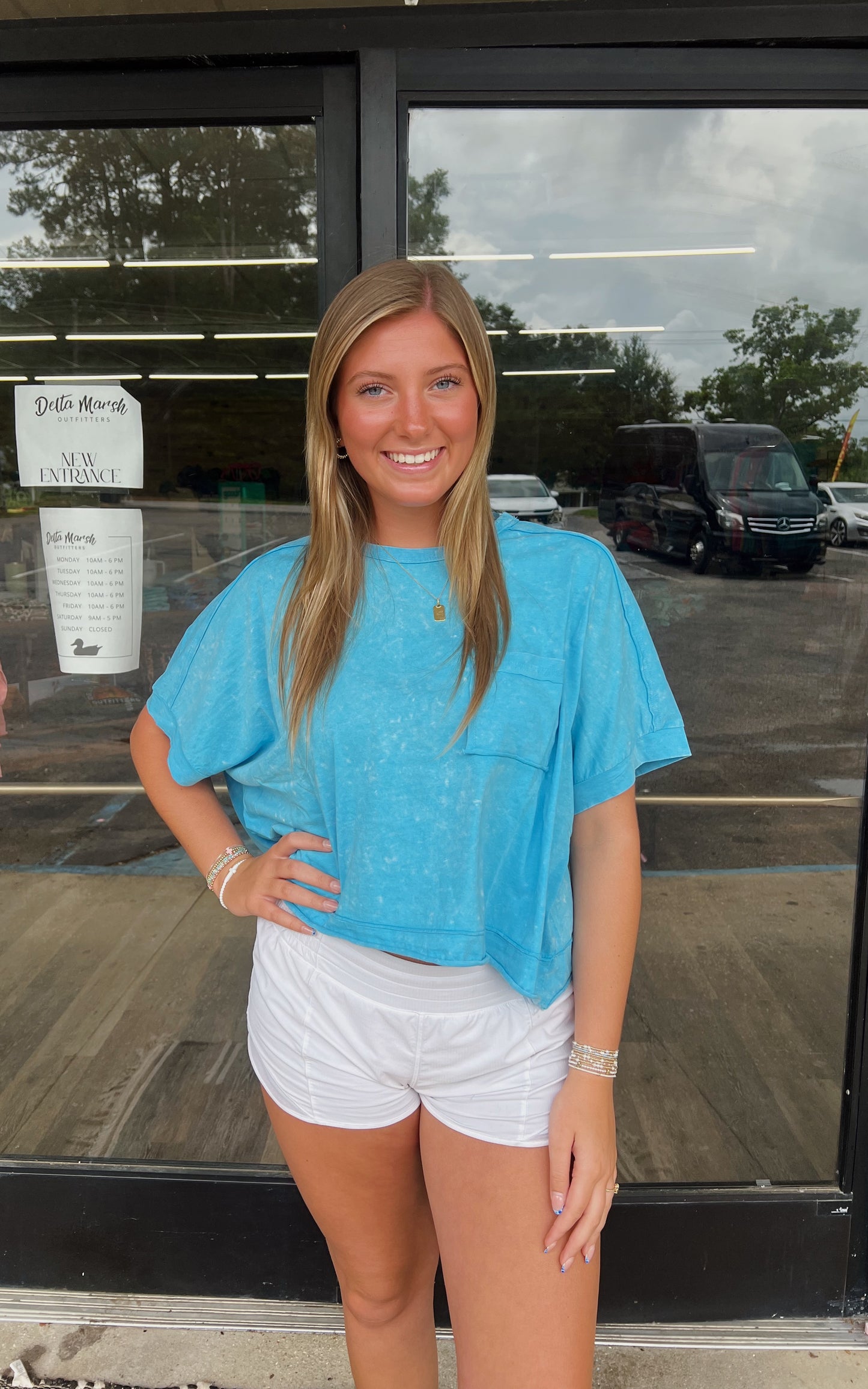 NT11429-Mineral Washed Oversized Crop Comfy Knit Top: AQUA BLUE