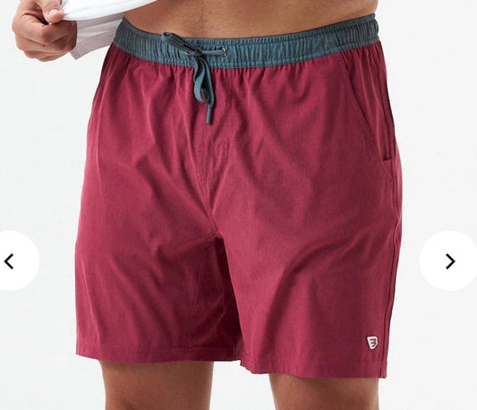 BURLEBO 7" Athletic Short - Cardinal - Topo Desert Camo Liner
