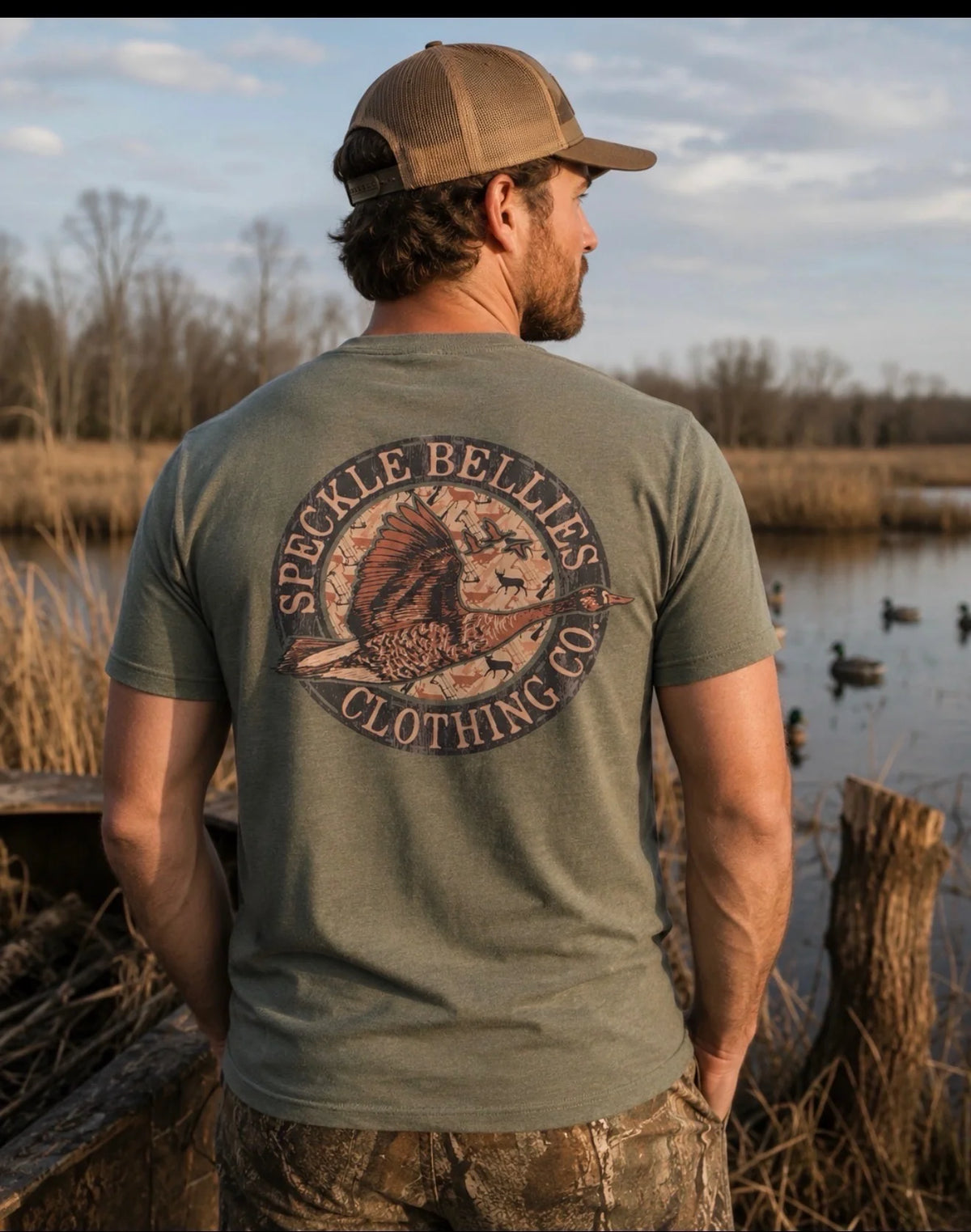 Speckle Bellies Logo #1 Pocket Tee- Khaki