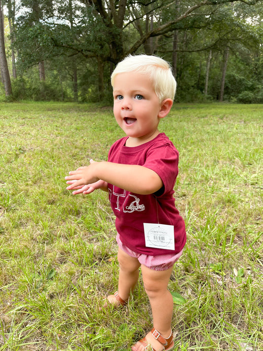 Short-Sleeve Maroon/White Football Trio