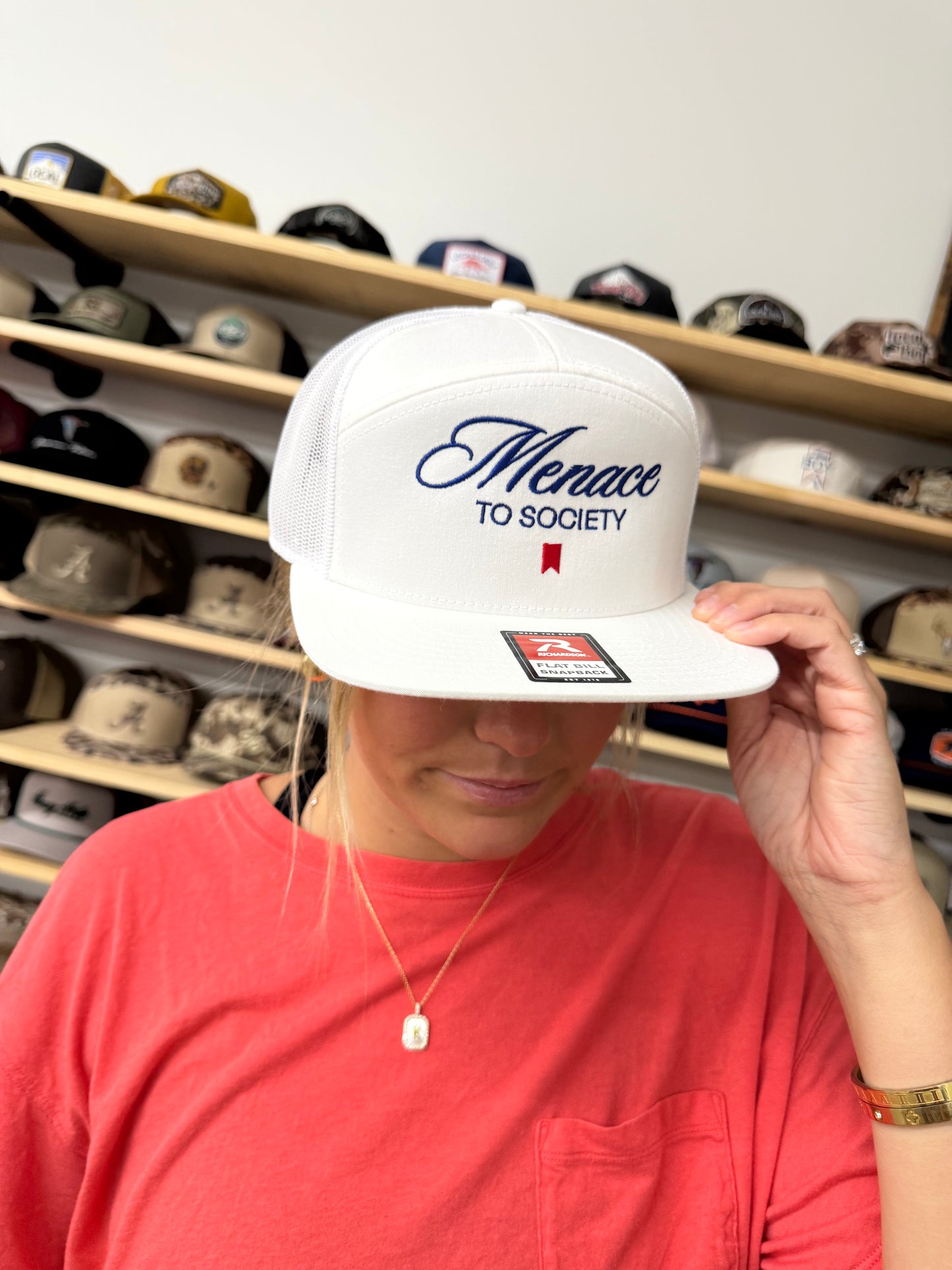 MHC Menace to Society Trucker Hat: 168 White Richardson