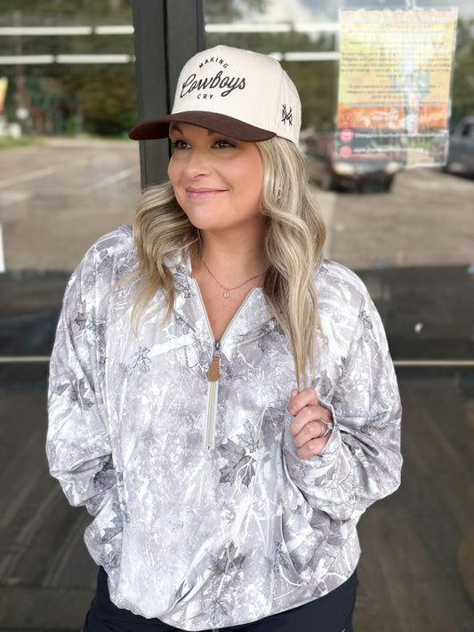 Grey Camo Quarter Zip Pullover