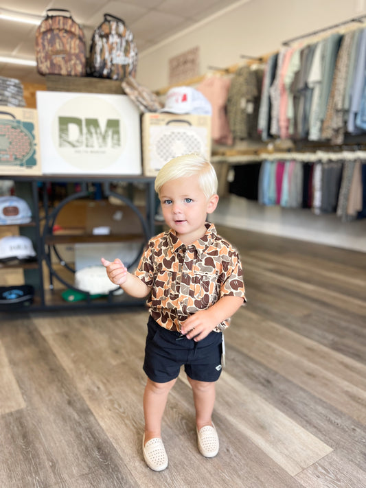 Toddler Fieldstone S/S Woodlands Camo Button Down (R634)