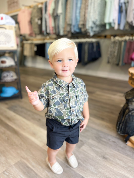 Toddler Fieldstone S/S Backwoods Camo Button Down (R634)