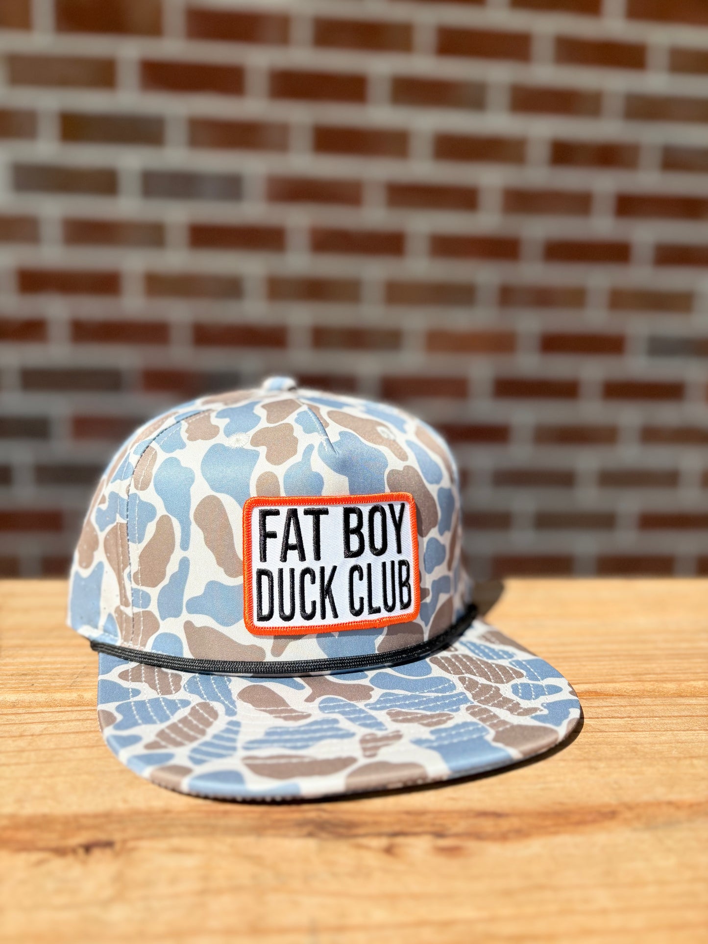 Fully Flocked Fat Boy Duck Club Patch Blue 5 panel Performance Hat - FF013B
