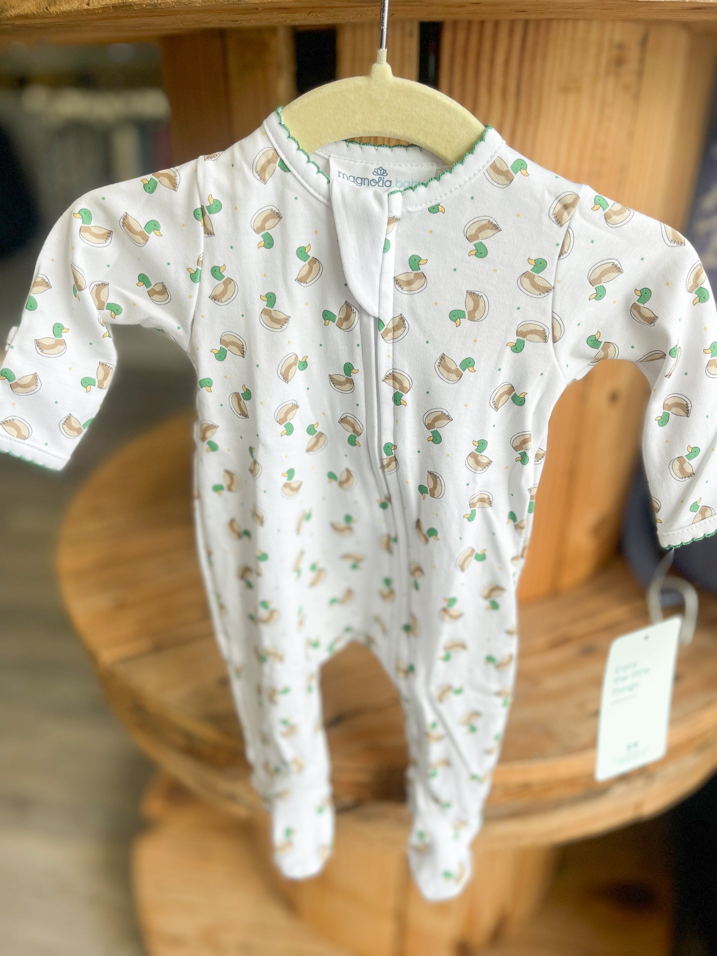 Mini Mallard Print Zip Footie - Green