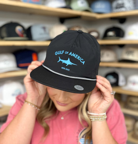 Delta Marsh Gulf Of America - Black- Relaxed Fit Rope Hat