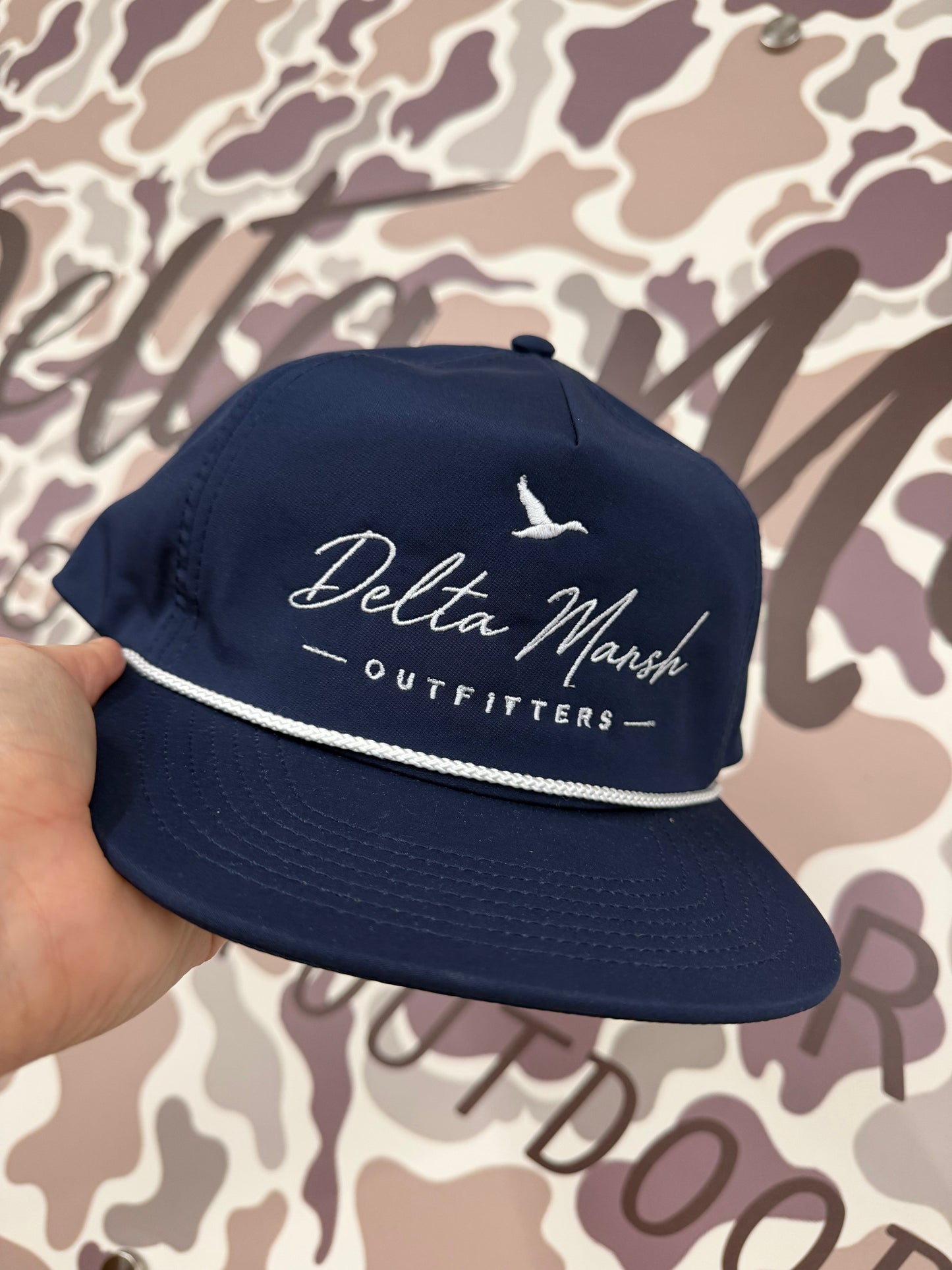 Delta Marsh Duck Script - Richardson Relaxed Rope - Navy/White
