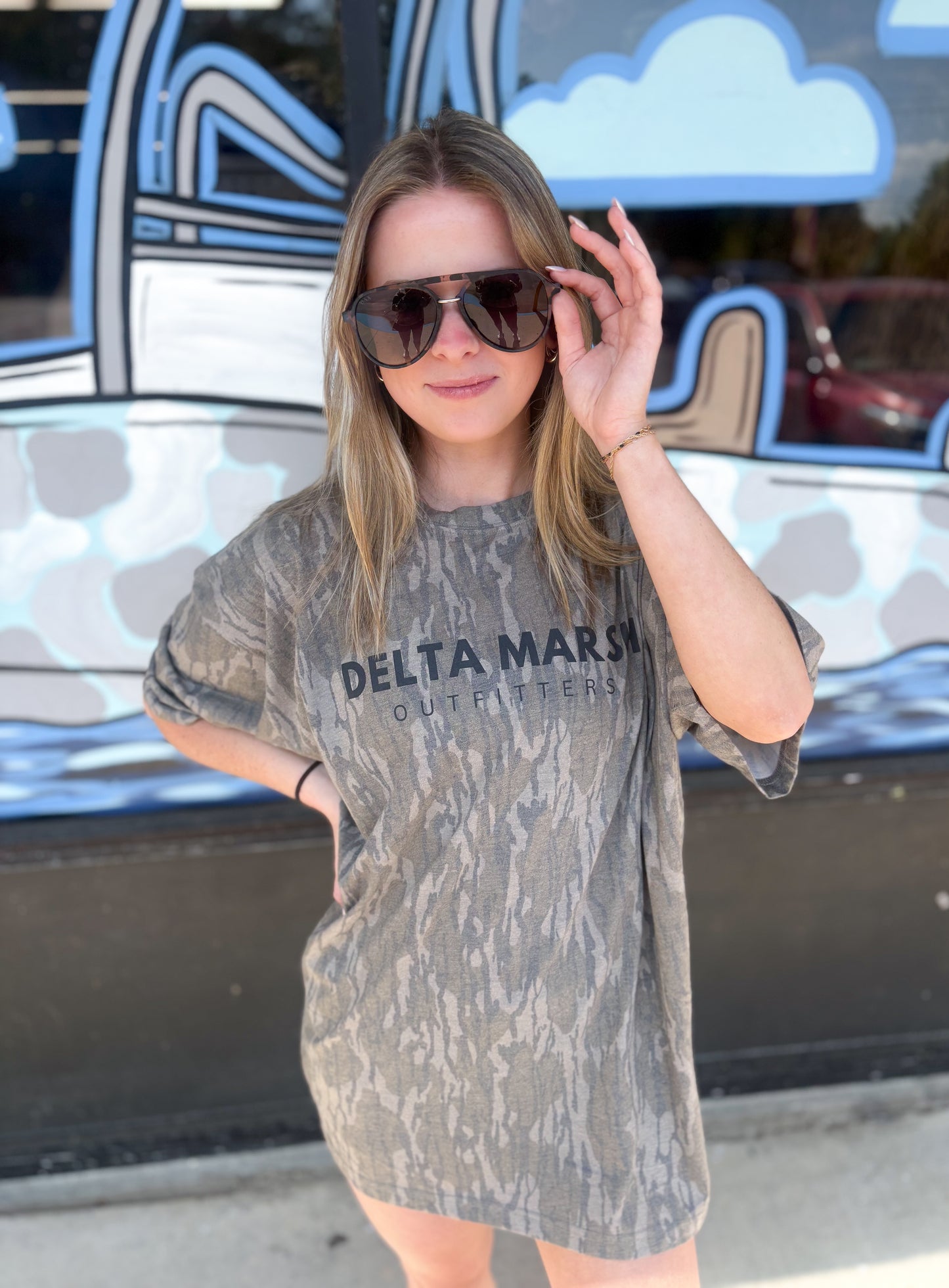 Adult Mossy Oak Front Logo Delta Marsh S/S Tee- Bottomland