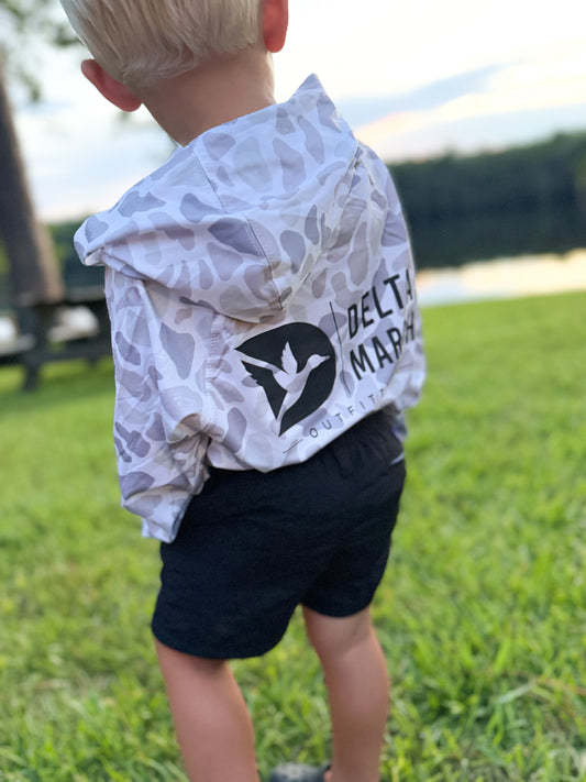 Youth Delta Marsh Performance Hoodie - Storm Camo