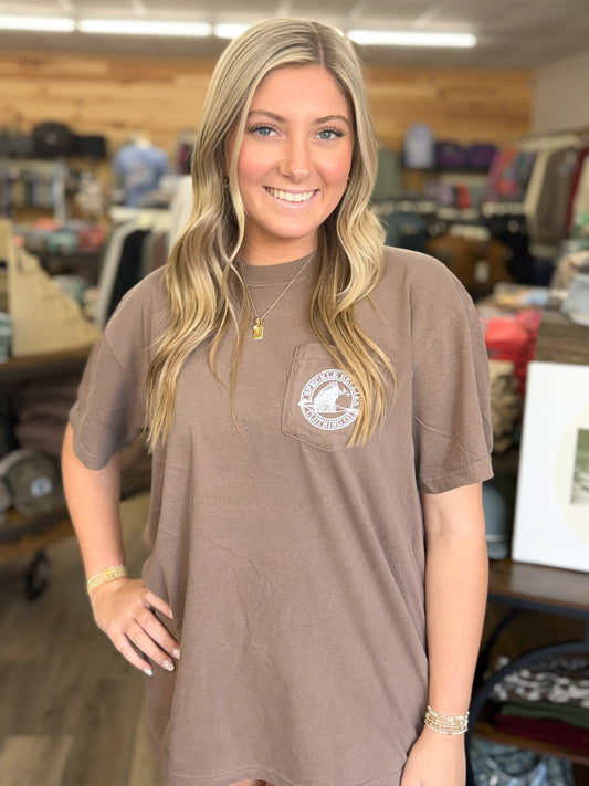 Speckle Bellies Turkey Stamp Tee- Espresso