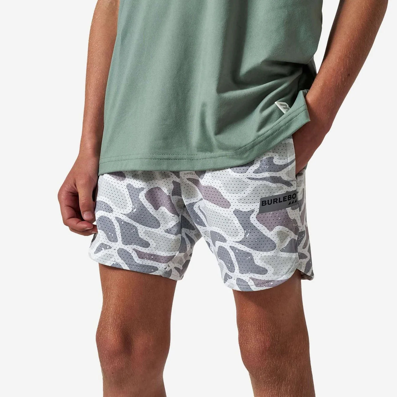 Youth/Toddler BURLEBO Mesh Training Shorts - White Camo