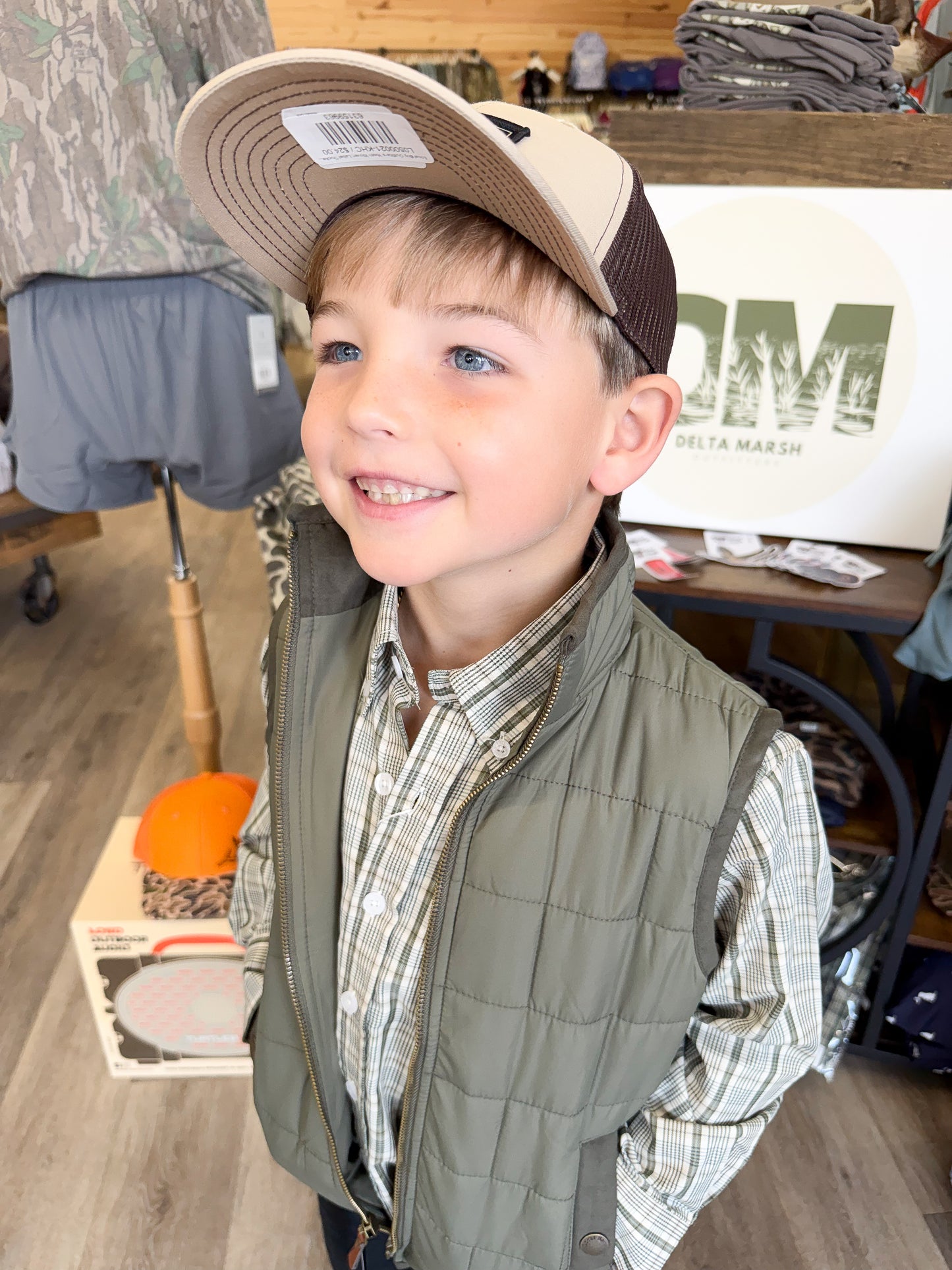 Youth Local Boy Brick Quilted Vest - Olive