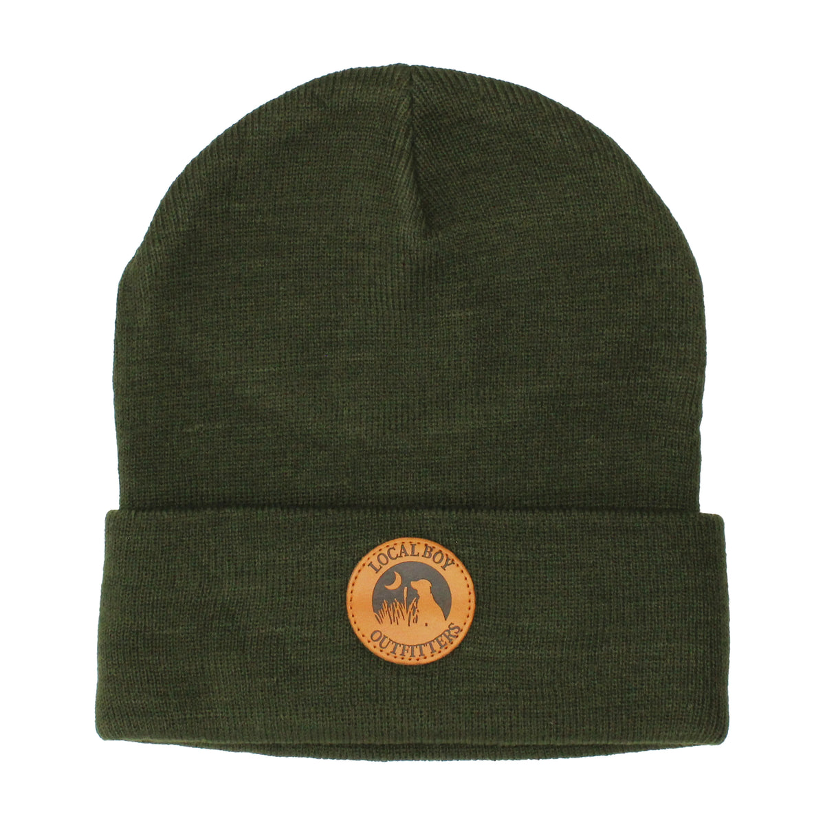 Local Boy Outfitters - Leather Patch Beanie - Olive