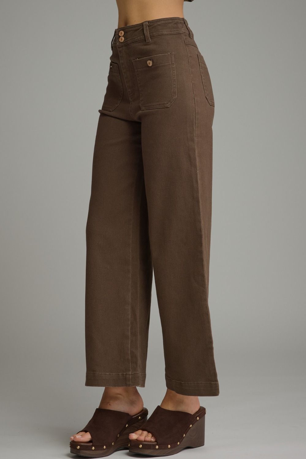 Solid Wide Leg Pant Brown