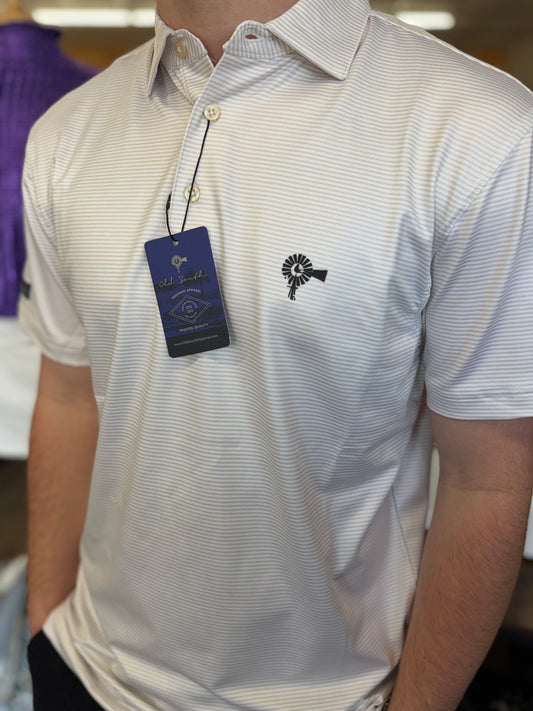 Old South Thin Microstripe Performance Polo - Crème