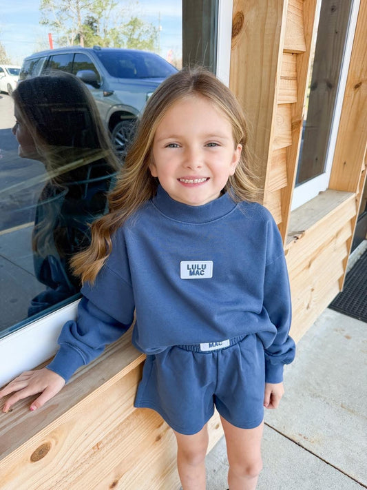 Youth Lulu Mac Terry Cloth Shorts - Navy