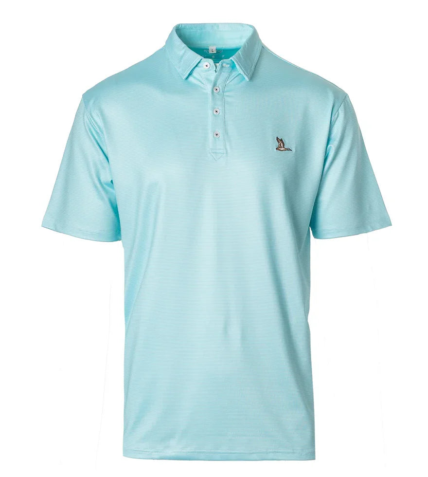 Adult Roost Mallard Polo- Aqua/White