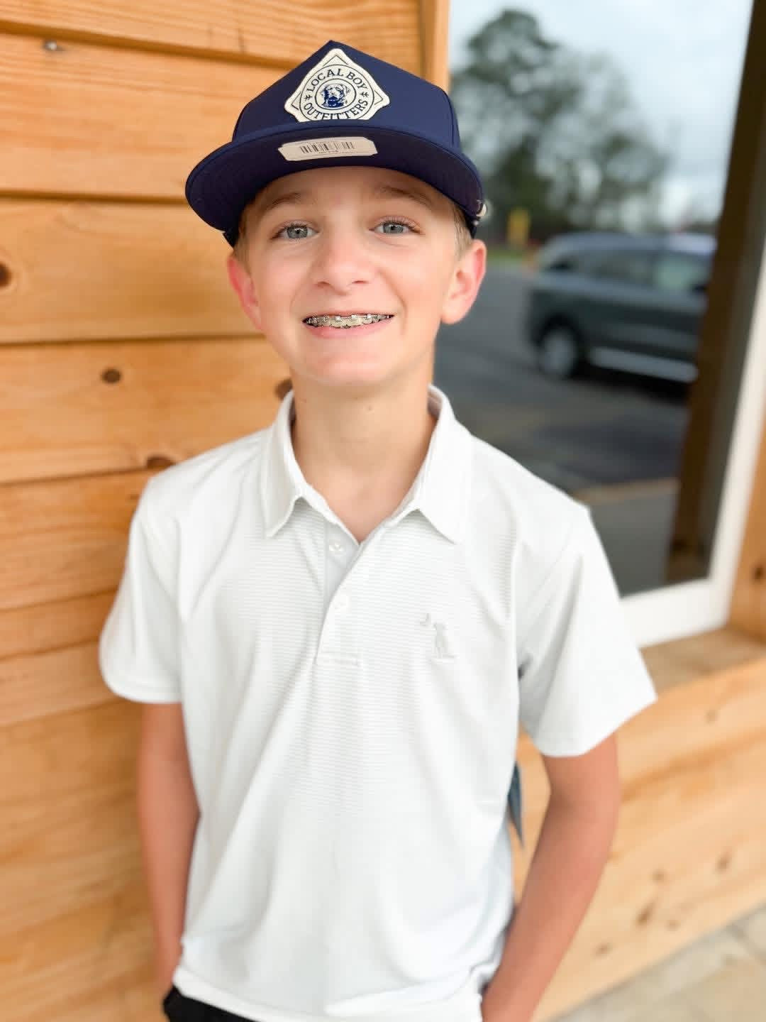 Youth Local Boy Palms Polo - Light Gray/White