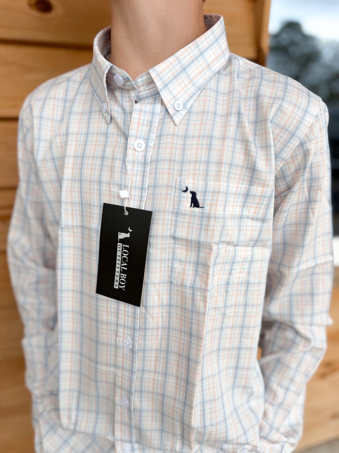 Youth Local Boy Lee Dress Shirt - Lavender/Light Blue/Salmon