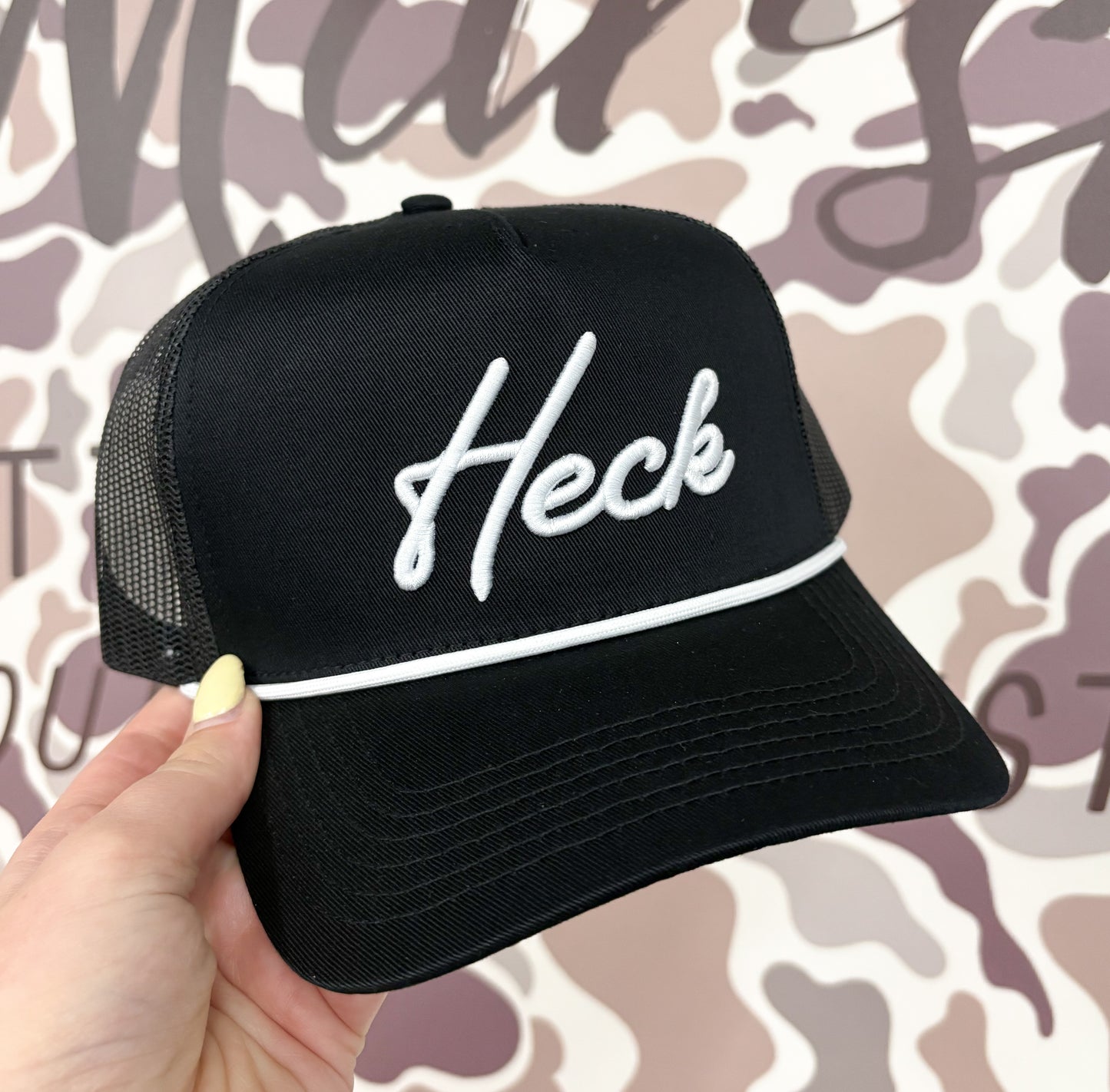 Heck Black Mesh Rope Trucker Hat