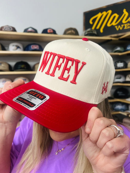 MHC Wifey Trucker Hat: Red/Natural Otto