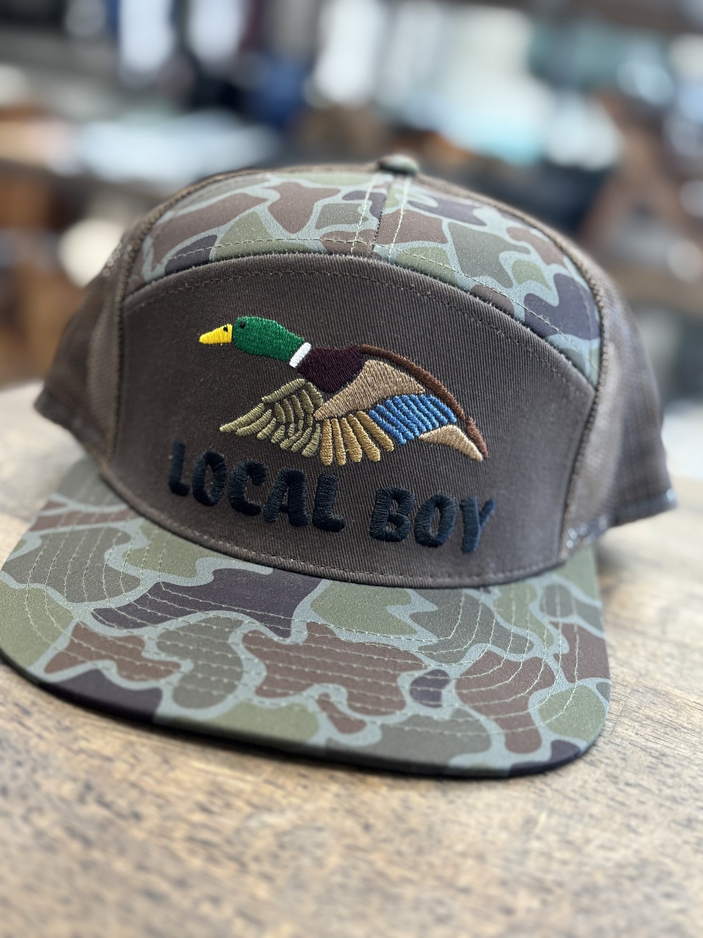 Local Boy Flat Bill Wild Duck 7 Panel Localflage OD/Brown