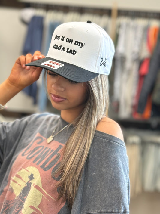 MHC Put It On My Dad's Tab Trucker Hat: Black/White Otto