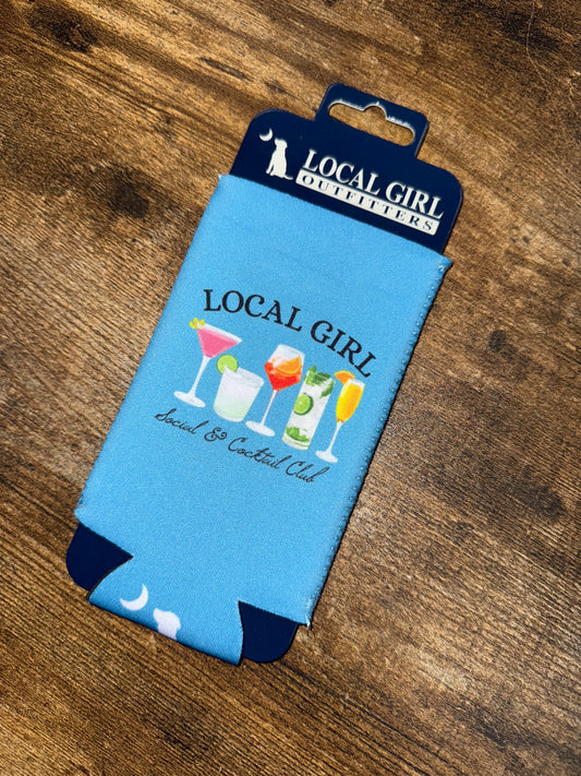 Local Girl Social & Cocktail Slim New Koozie - Teal