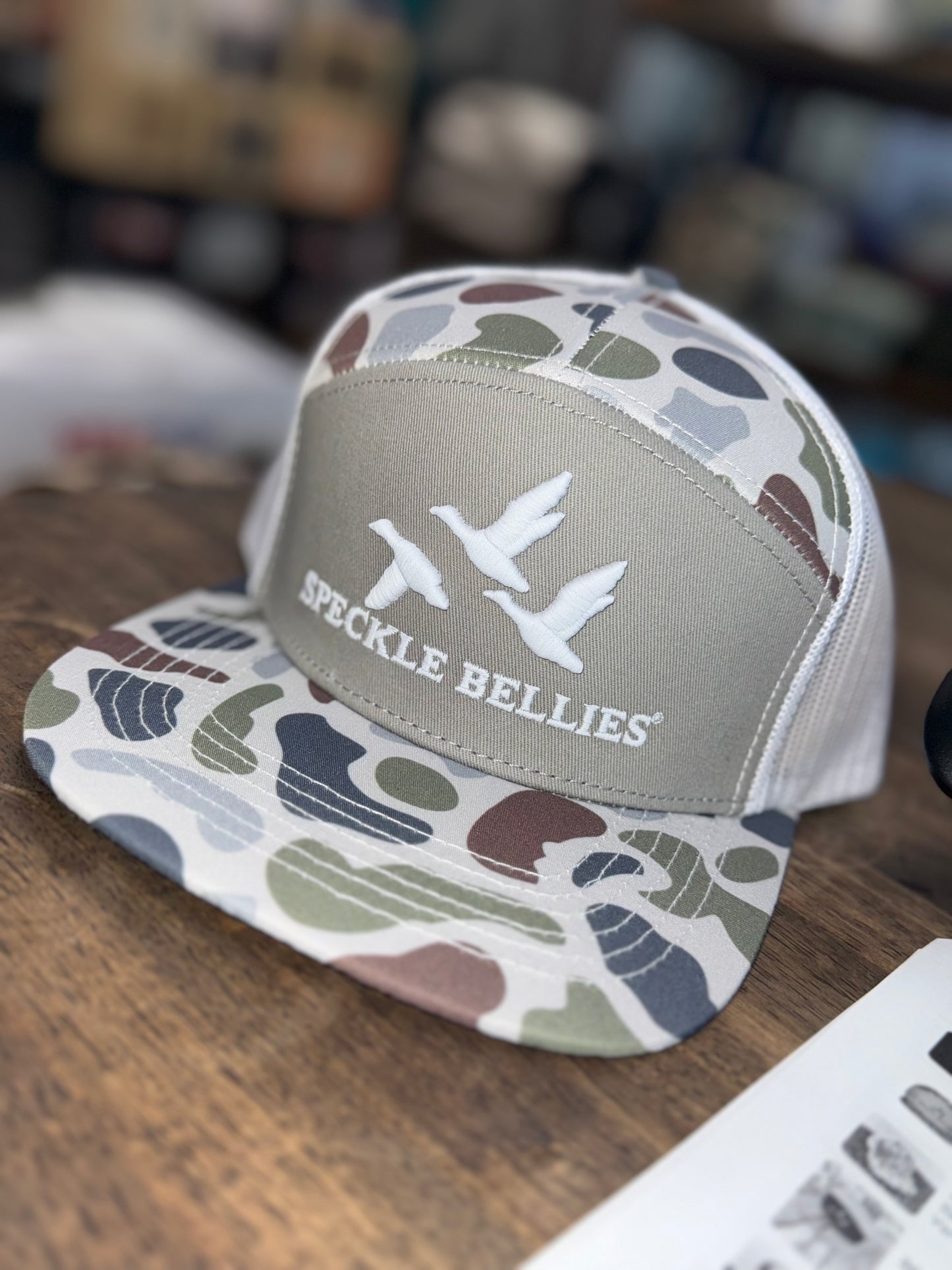 Speckle Bellies - 3G/3D Logo Flatbill - Brackish/White