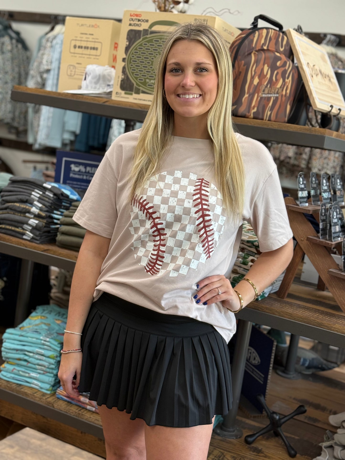 Checker Baseball Short Sleeve Tee: Jet Stream