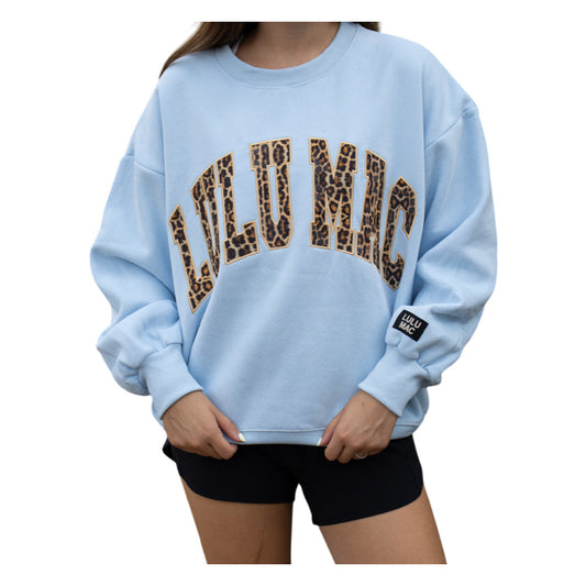 LULU MAC Sweatshirt : LIGHT BLUE/ CHEETAH