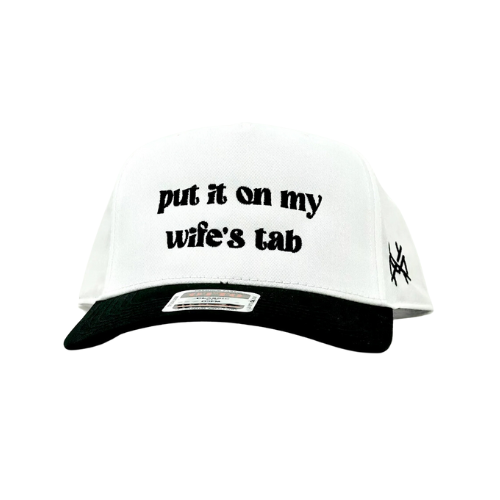 MHC Put It On My Wife's Tab Trucker Hat: White Yupoong