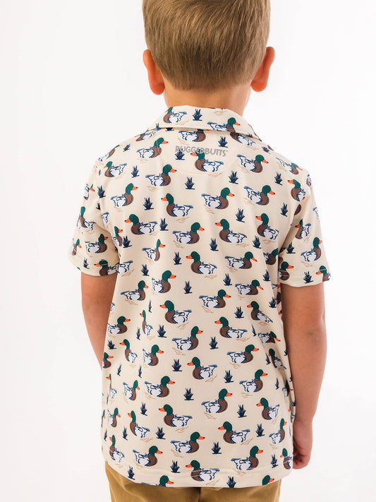 Boys Mallard Marsh Duck Knit Short Sleeve Performance Polo
: Off-White
