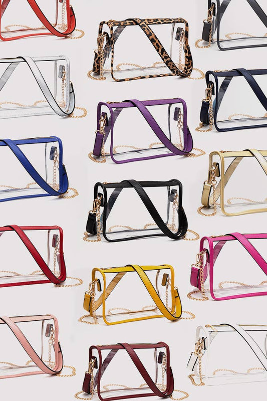 Clear Rectangle Stadium Concert Crossbody Bag: Navy