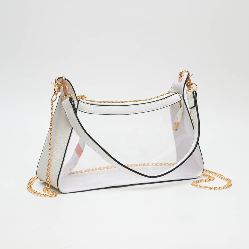 Game Day Stadium Clear Satchel Bag : White