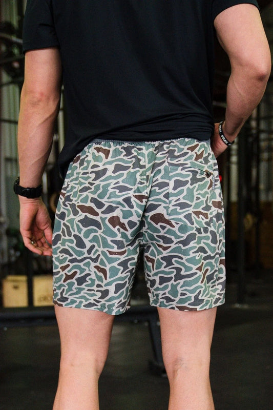 BURLEBO Athletic Short - Retro Duck Camo - Grey Liner - The Original 7"