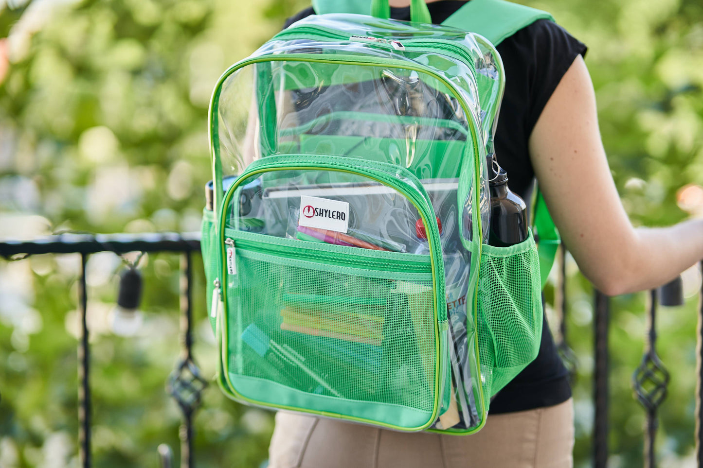Clear Backpack For School XL | Top YKK® Zip | Green Rhino: Green Rhino
