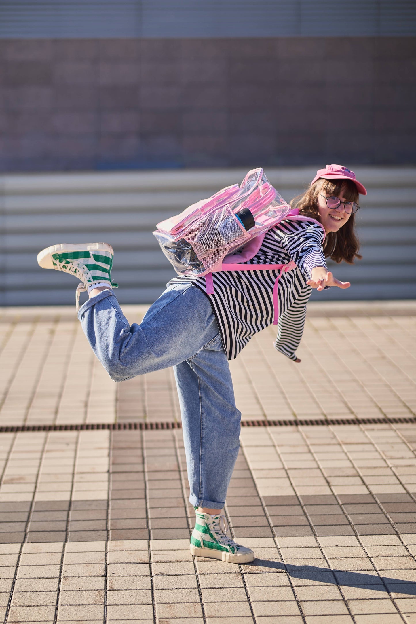 Clear Backpack For School XL | Top YKK® Zip | Pink Rhino: Pink Rhino