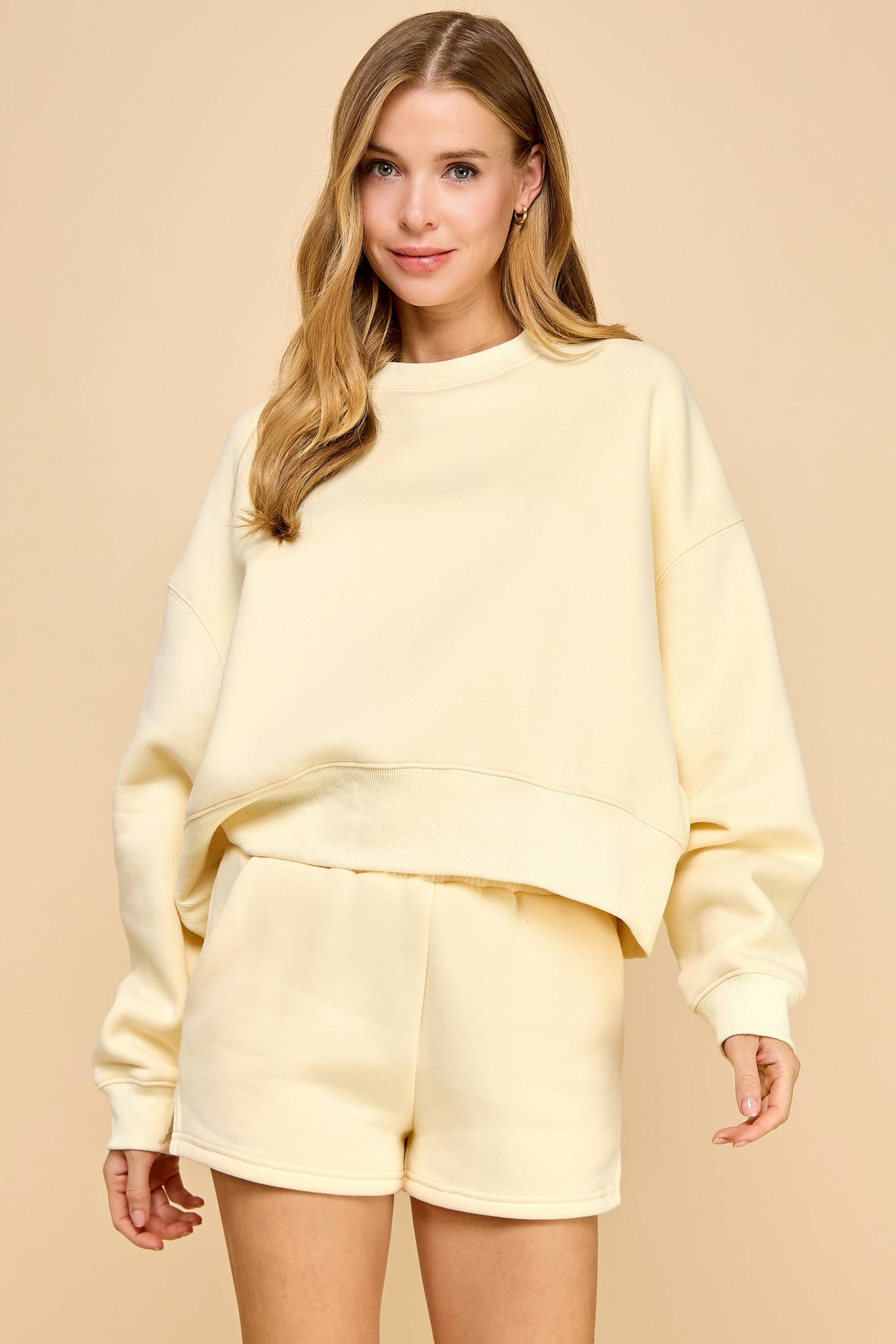 CT7976-Dropped Shoulder Sweatshirt: Butter Yellow