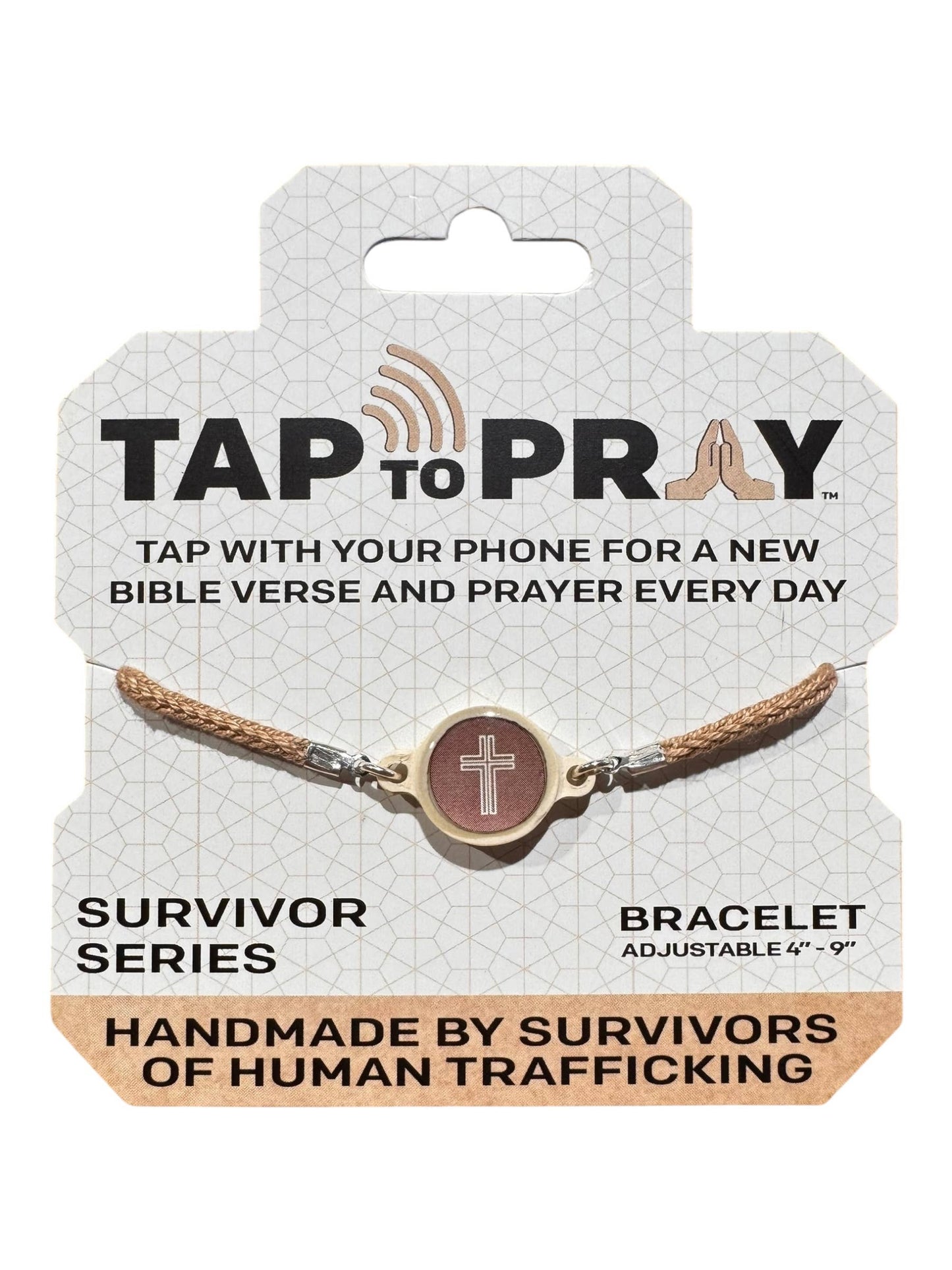 Tap To Pray™ - Survivor Series Handmade Bracelets: Moss + Cross