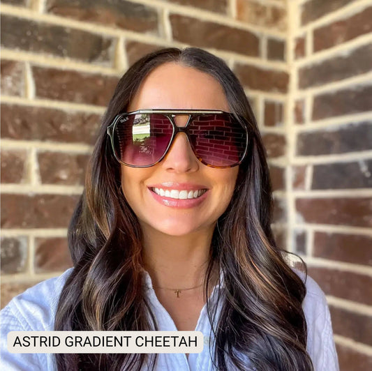 Astrid - Women's Oversized Aviator Sunglasses: Gradient Cheetah