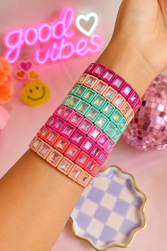 LULU MAC White Rhinestone Bracelet